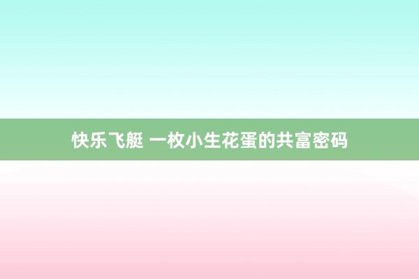 快乐飞艇 一枚小生花蛋的共富密码