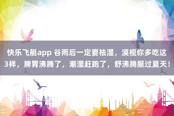 快乐飞艇app 谷雨后一定要祛湿，漠视你多吃这3样，脾胃沸腾了，潮湿赶跑了，舒沸腾服过夏天！