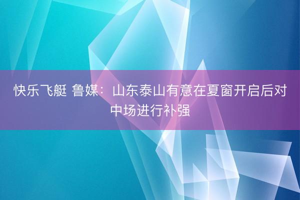 快乐飞艇 鲁媒：山东泰山有意在夏窗开启后对中场进行补强